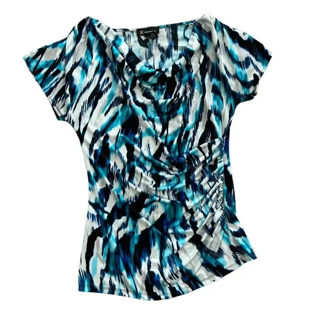 INC Blue Side Ruched Top M